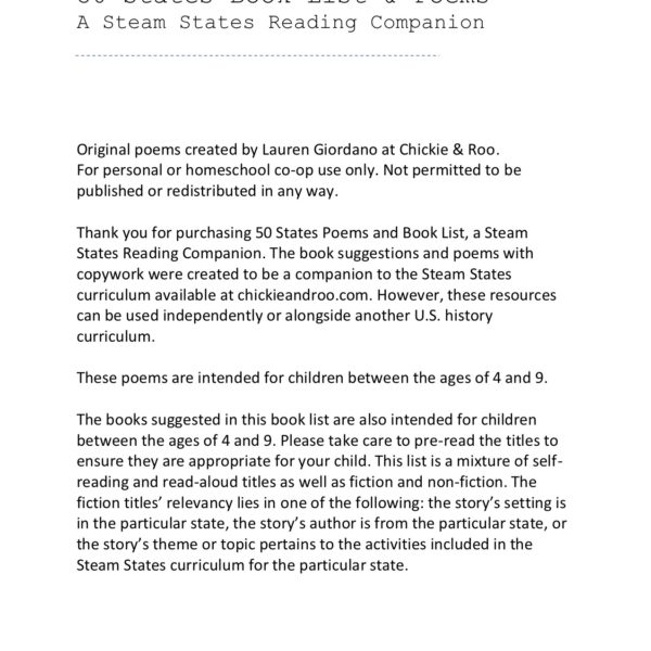 State Studies Reading Companion-Book List & Poems