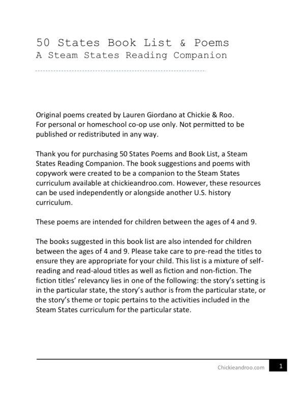 State Studies Reading Companion-Book List & Poems - Image 2