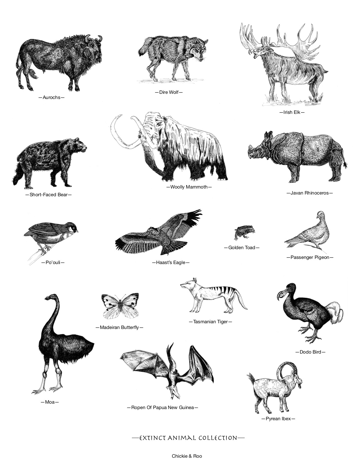 Extinct Animals Collection Poster - Chickie & Roo Homeschool Extinct Animals Collection Poster - Chickie & Roo Homeschool