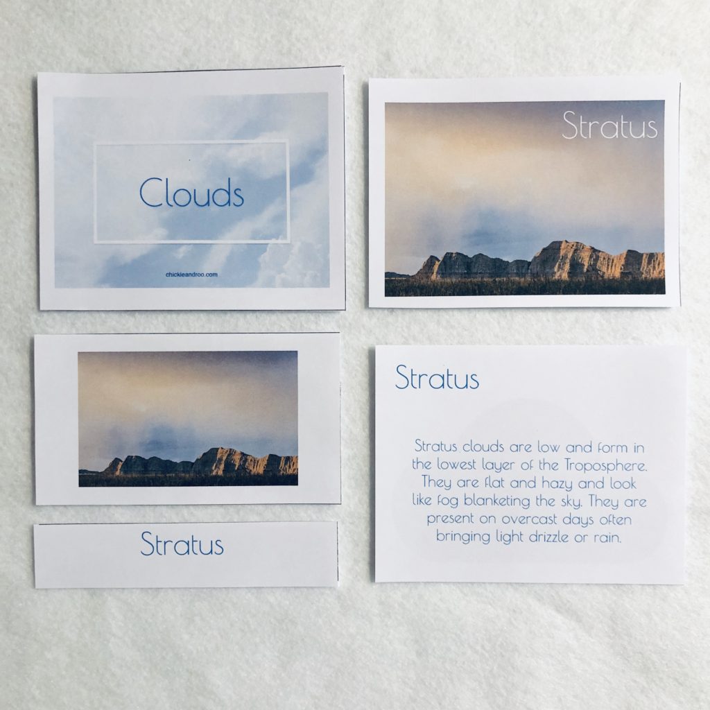 Clouds 3-Part Montessori Cards - Chickie & Roo Homeschool